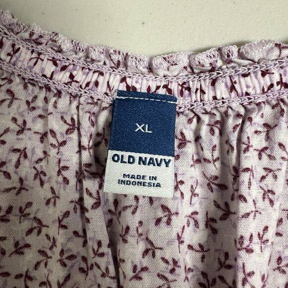 Old Navy Womens Purple Floral Maxi Dress XL Tiered Romantic Cottagecore Boho - Picture 5 of 12